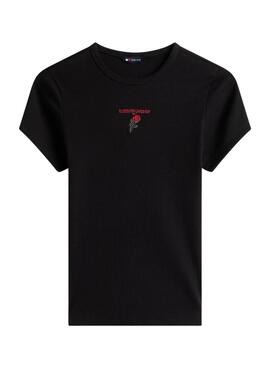 T-shirt Tommy Jeans Rose schwarz für Damen