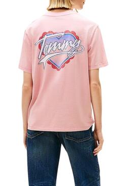T-Shirt Tommy Jeans Heart Rosa für Damen