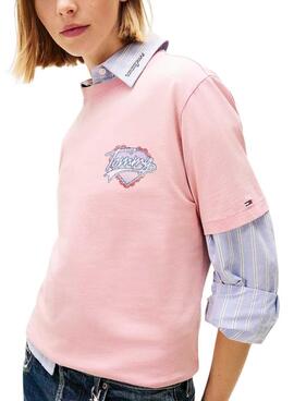 T-Shirt Tommy Jeans Heart Rosa für Damen