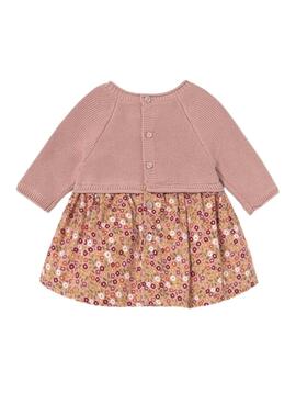 Kleid Mayoral gestrickt mit rosa Muster für Baby.