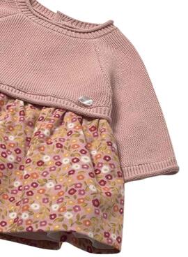 Kleid Mayoral gestrickt mit rosa Muster für Baby.