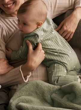 Schlafanzug Mayoral lang mit umklappbaren Füßen grün für Baby