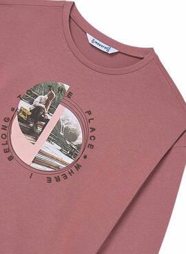 T-shirt Mayoral mit grafischem Rosa für Mädchen.