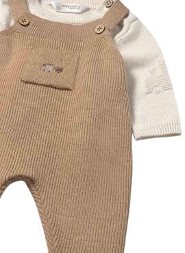 Brauner Mayoral-Overall-Set für Neugeborene.