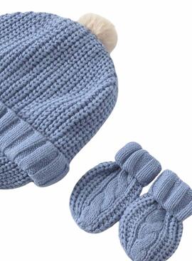 Set Mayoral Mütze und Fäustlinge in Blau für Babys