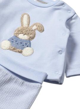 Set Mayoral Beinlinge und Baby-Blau Sweatshirt.
