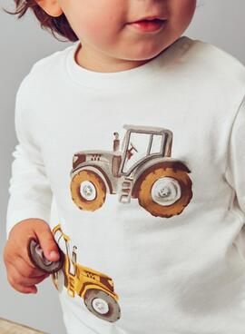 Interaktives Mayoral T-Shirt Traktor weiß Baby
