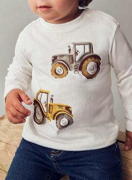Interaktives Mayoral T-Shirt Traktor weiß Baby