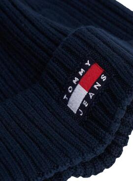 Hut Tommy Jeans Heritage aus Strick mit Marine-Logo für Frauen.