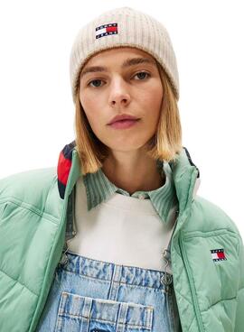 Hut Tommy Jeans Heritage aus Strick mit beige Logo für Damen