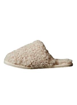 Hausschuhe von Calvin Klein aus beige Lammfell für Damen
