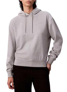 Sweater Calvin Klein Logo Grau mit Kapuze für Damen.