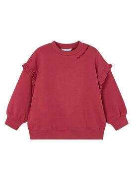 Pullover Mayoral mit Rüschen in Bordeauxrot für Mädchen.