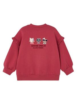Pullover Mayoral mit Rüschen in Bordeauxrot für Mädchen.