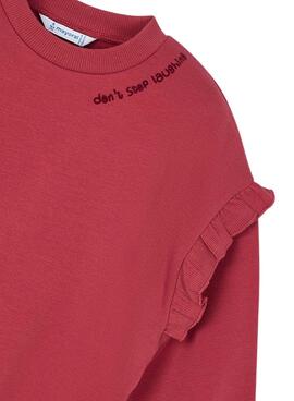 Pullover Mayoral mit Rüschen in Bordeauxrot für Mädchen.