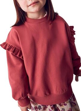 Pullover Mayoral mit Rüschen in Bordeauxrot für Mädchen.