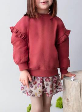 Pullover Mayoral mit Rüschen in Bordeauxrot für Mädchen.