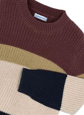 Pullover Mayoral lila für Jungen mit Streifen.