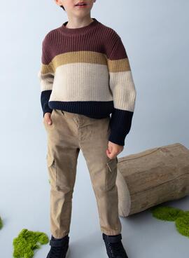 Pullover Mayoral lila für Jungen mit Streifen.