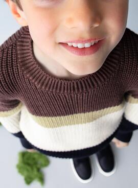 Pullover Mayoral lila für Jungen mit Streifen.