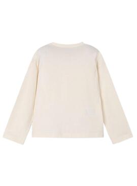 T-Shirt von Mayoral mit beige Siebdruck für Mädchen.