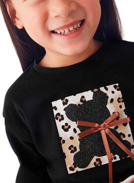 T-Shirt Mayoral in Schwarz mit Schleife für Mädchen.