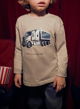 T-shirt Mayoral beige Truck für Jungen