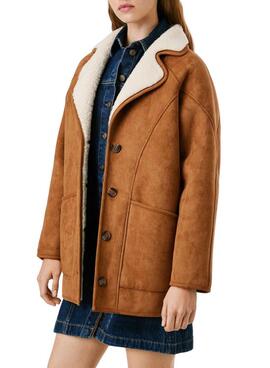 Pepe Jeans Mantel Teresa Kamel mit Lammfell für Damen.