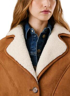 Pepe Jeans Mantel Teresa Kamel mit Lammfell für Damen.