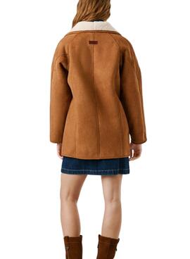 Pepe Jeans Mantel Teresa Kamel mit Lammfell für Damen.