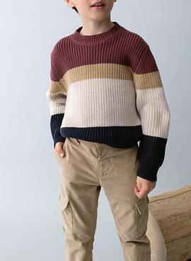 Cargohose von Mayoral aus beige Cord für Jungen.
