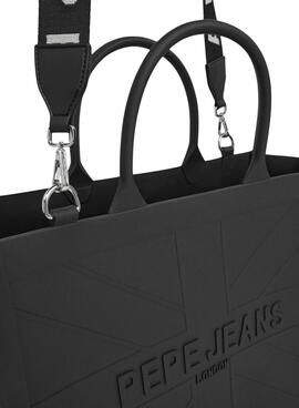 Handtasche Pepe Jeans Gabrielle aus schwarzem Gummi für Damen