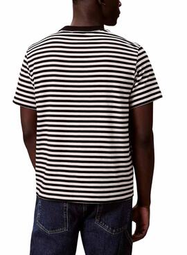 T-Shirt Calvin Klein Monolog gestreiftes Print-Shirt in Schwarz für Herren.