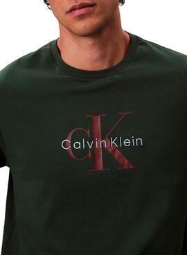 T-shirt Calvin Klein Monologo grün für Herren