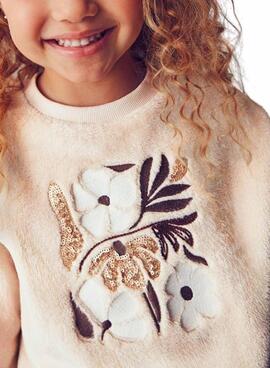 Sweatshirt Mayoral mit Blumenmuster in Beige für Mädchen.