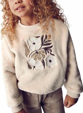 Sweatshirt Mayoral mit Blumenmuster in Beige für Mädchen.