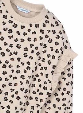 Sweatshirt Mayoral mit Volantärmeln in Beige für Mädchen.