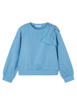 Sweatshirt von Mayoral mit blauer Schleife für Mädchen.