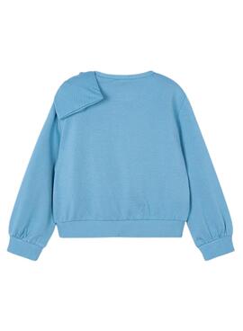 Sweatshirt von Mayoral mit blauer Schleife für Mädchen.