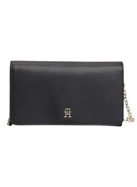 Brieftasche Tommy Hilfiger Icon mit Umschlag und Riemen in Schwarz für Damen.