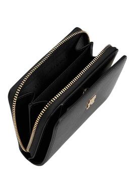 Brieftasche Tommy Hilfiger Icon schwarz mit Klappdeckel für Damen