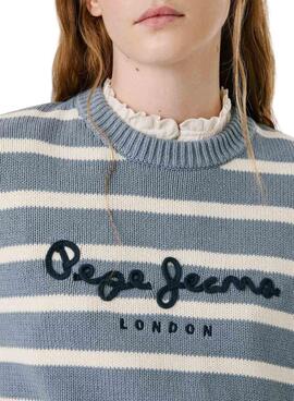 Pullover Pepe Jeans Caprice gestreiftes blau für Damen.