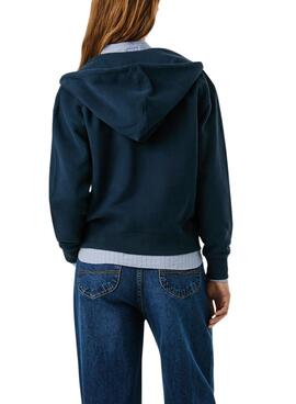 Sweatshirt Pepe Jeans Babi mit Kapuze und Reißverschluss in Marineblau für Damen.