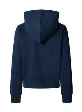 Sweatshirt Pepe Jeans Babi mit Kapuze und Reißverschluss in Marineblau für Damen.