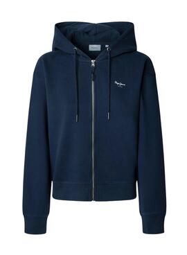 Sweatshirt Pepe Jeans Babi mit Kapuze und Reißverschluss in Marineblau für Damen.