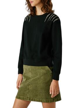 Sweatshirt Pepe Jeans Barny mit Strass in Schwarz für Frauen