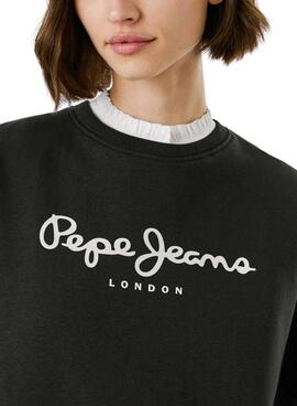 Sweatshirt Pepe Jeans Baddy rundem Halsausschnitt in Schwarz für Damen.