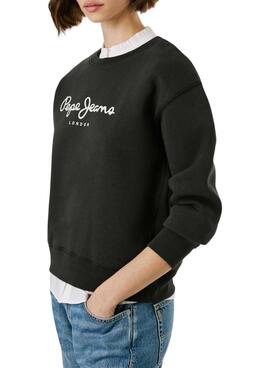 Sweatshirt Pepe Jeans Baddy rundem Halsausschnitt in Schwarz für Damen.