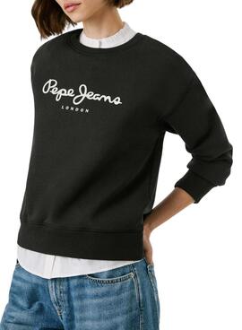 Sweatshirt Pepe Jeans Baddy rundem Halsausschnitt in Schwarz für Damen.
