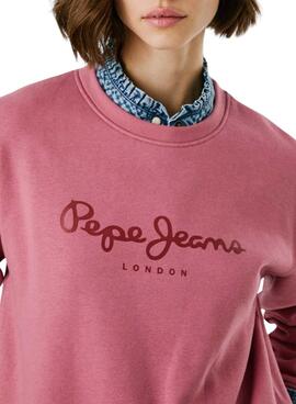 Sweatshirt Pepe Jeans Baddy Rundhalsausschnitt Rosa für Damen